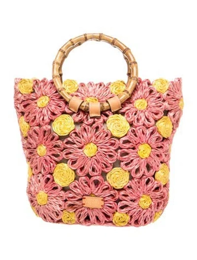 Pre-owned Frances Valentine Raffia Top Handle Bag W/ Tags In Pink