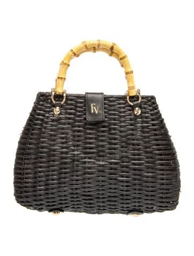 Pre-owned Frances Valentine Rattan Top Handle Bag In Black