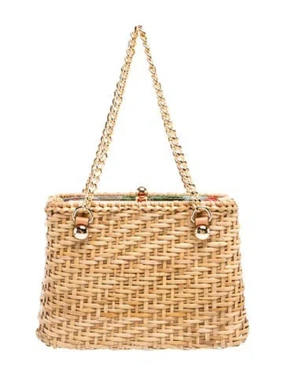 Pre-owned Frances Valentine Rattan Top Handle Bag In Neutrals