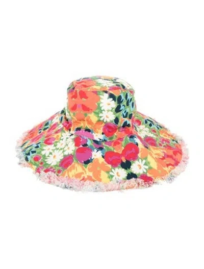 Pre-owned Frances Valentine Raw Edge Trim Sun Hat In Pink