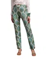 Frances Valentine Robbie Graphic Leaf Pants In Blue Green