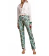 Frances Valentine Robbie Graphic Leaf Pants In Blue Green In Multi