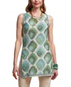 Frances Valentine Robbie Top Graphic Leaf In Blue/green/multi