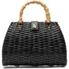 Frances Valentine Rooster Woven Wicker Top Handle Bag