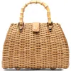 Frances Valentine Rooster Woven Wicker Top Handle Bag In Brown