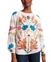 Frances Valentine Saskia Embroidery Blouse In Botanical Bash