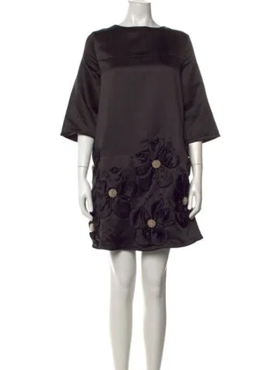 Pre-owned Frances Valentine Satin Mini Dress In Black