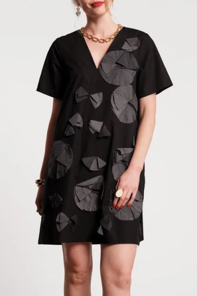 Frances Valentine Schooner Dress Flowers In Black