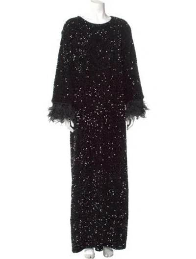 Pre-owned Frances Valentine Scoop Neck Long Dress In Black