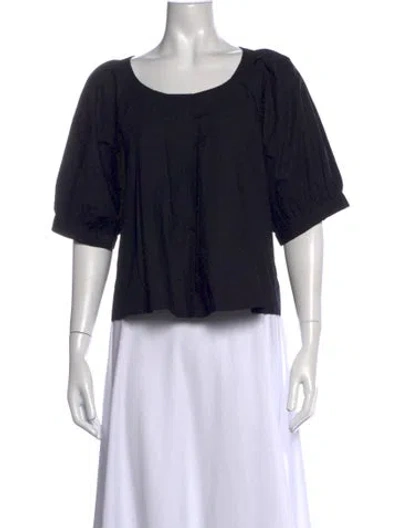 Pre-owned Frances Valentine Scoop Neck Short Sleeve Top In Black