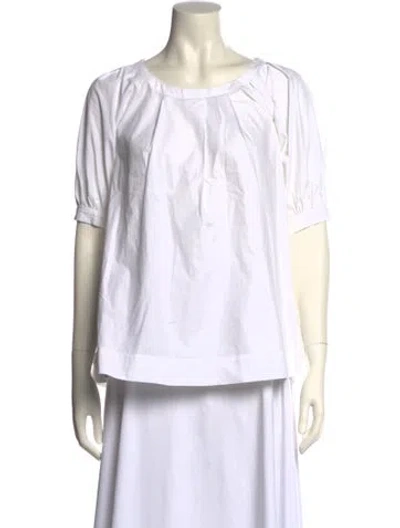 Pre-owned Frances Valentine Scoop Neck Short Sleeve Top In White