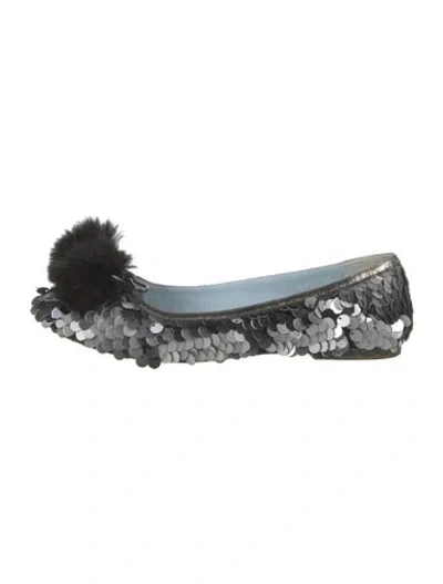Pre-owned Frances Valentine Sequins Patterned Ballet Flats In Silver