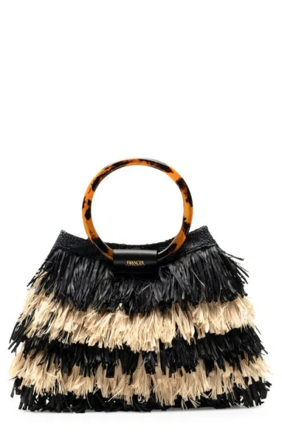 Frances Valentine Shaggy Tiered Raffia Fringe Tote In Multi
