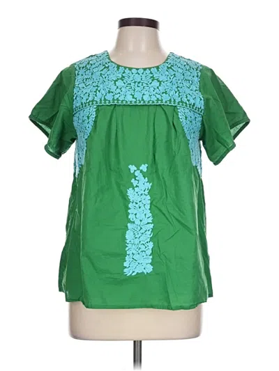 Pre-owned Frances Valentine Short Sleeve Blouse In Green