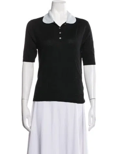 Pre-owned Frances Valentine Short Sleeve Polo In Black