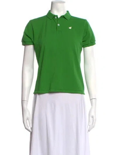 Pre-owned Frances Valentine Short Sleeve Polo In Green