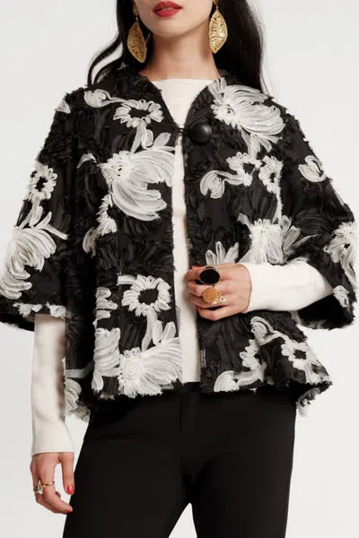 Frances Valentine Short Swing Jacket Whirling Daisy In Black