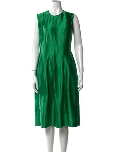 Pre-owned Frances Valentine Silk Knee-length Dress W/ Tags In Green