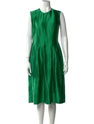 Pre-owned Frances Valentine Silk Knee-length Dress W/ Tags In Green