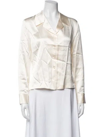 Pre-owned Frances Valentine Silk Long Sleeve Top W/ Tags In Neutrals