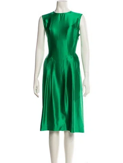 Pre-owned Frances Valentine Silk Midi Length Dress In Green