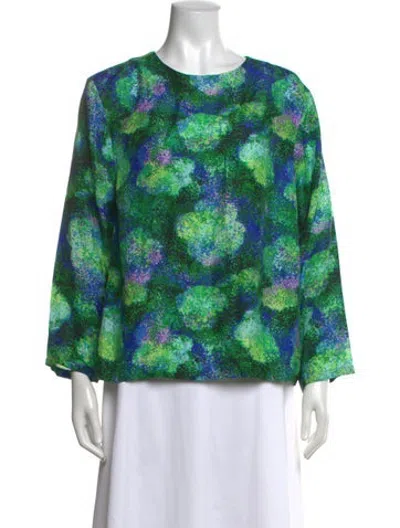 Pre-owned Frances Valentine Silk Printed Top W/ Tags In Green