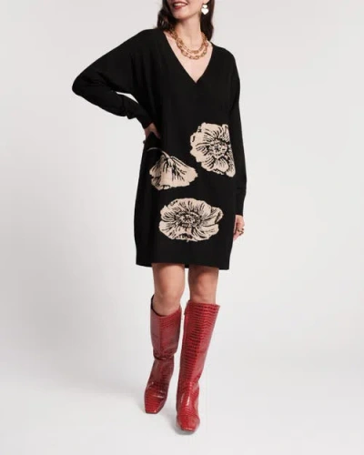 Frances Valentine Skye V Neck Dress In Black