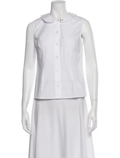 Pre-owned Frances Valentine Sleeveless Button-up Top W/ Tags In White