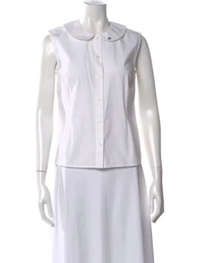 Pre-owned Frances Valentine Sleeveless Button-up Top In White