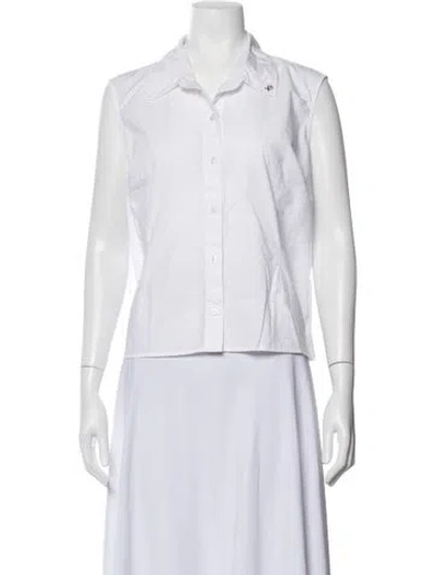 Pre-owned Frances Valentine Sleeveless Button-up Top In White