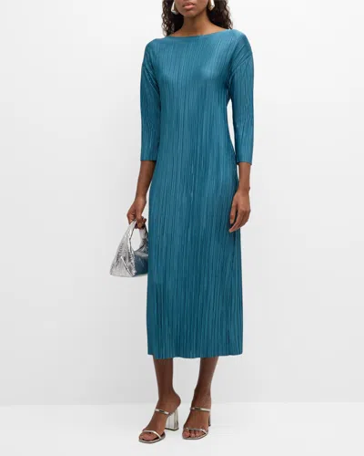Frances Valentine Slinky Pleated Bateau-neck Maxi Dress In Multi