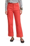 Frances Valentine Smarty Cuffed Jeans Solid Denim In Red
