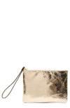 Frances Valentine Snakeskin Embossed Metallic Leather Wristlet In Gold