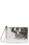 Frances Valentine Snakeskin Embossed Metallic Leather Wristlet In Silver