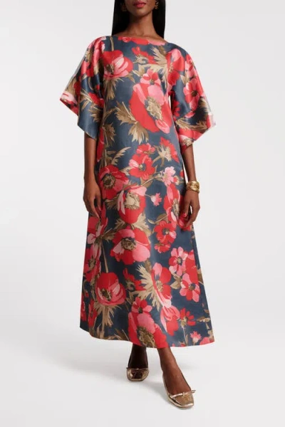 Frances Valentine Spinnaker 100% Cotton Maxi Print Dress In Red
