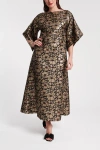Frances Valentine Spinnaker Printed Bell-sleeve Maxi Dress In Brown/blue