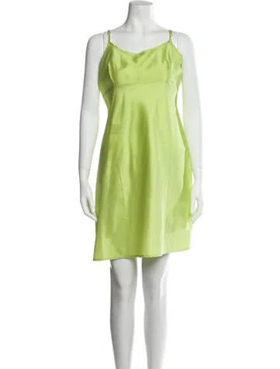 Pre-owned Frances Valentine Square Neckline Mini Dress In Green