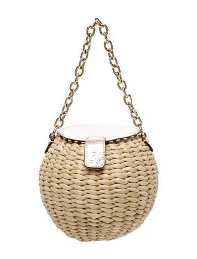 Pre-owned Frances Valentine Straw Top Handle Bag In Neutral