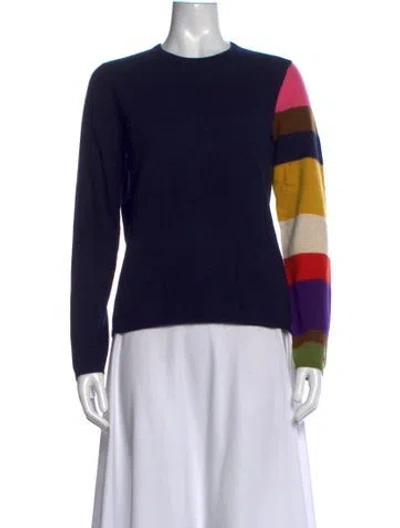 Pre-owned Frances Valentine Striped Crew Neck Top In Blue