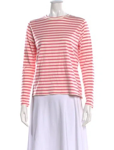 Pre-owned Frances Valentine Striped Crew Neck Top In Pink
