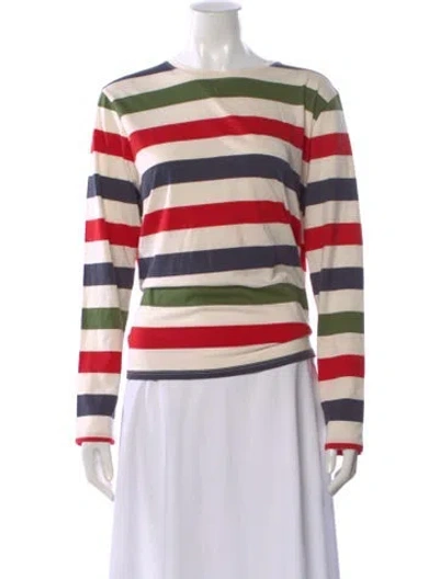 Pre-owned Frances Valentine Striped Crew Neck T-shirt W/ Tags In Multi