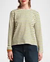 Frances Valentine Striped Pima Cotton Crewneck Top In Green/pink