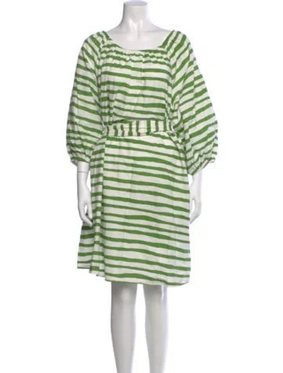 Pre-owned Frances Valentine Striped Knee-length Dress In Green