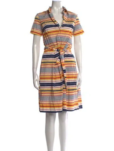 Pre-owned Frances Valentine Striped Knee-length Dress In White