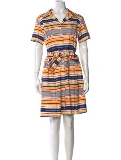 Pre-owned Frances Valentine Striped Knee-length Dress In White