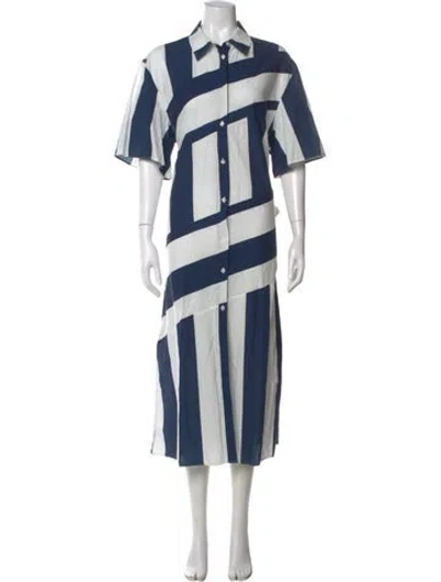 Pre-owned Frances Valentine Striped Long Dress In Blue