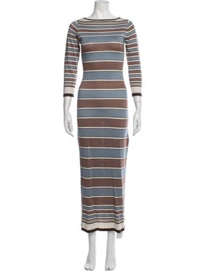 Pre-owned Frances Valentine Striped Long Dress In Brown/metallic
