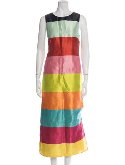 Pre-owned Frances Valentine Striped Long Dress In Multicolor