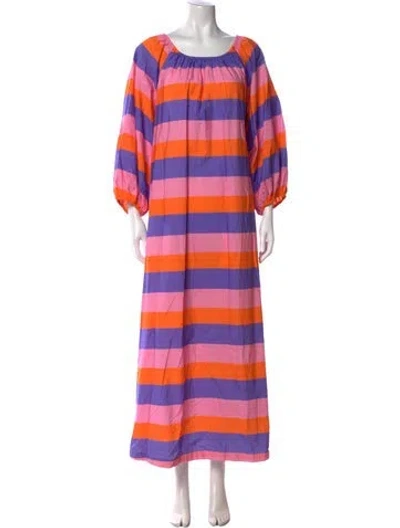 Pre-owned Frances Valentine Striped Long Dress In Pink