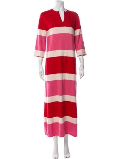 Pre-owned Frances Valentine Striped Long Dress In Red
